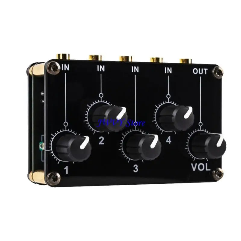 573A 4 Channel Line Mixer Portable Passive Analog Sound Mixing Console Highest Sound Quality Stereo Mixer