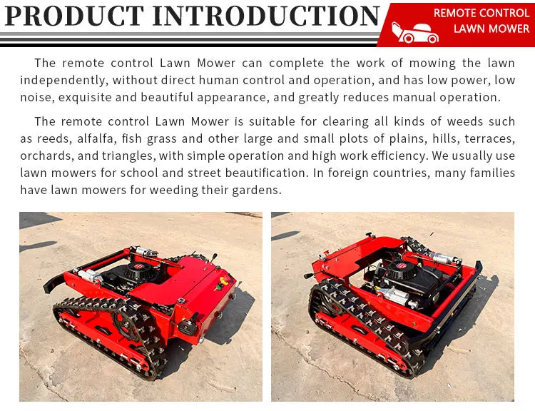 Customized remote-controlled lawn mower robot for farm weeding, easy grass cutting and shredding machine