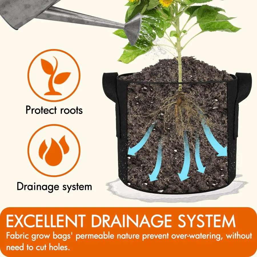 20Pack 5 Gallon Grow Bags, Aeration Fabric Pots with Handles, Heavy Duty Plant Bags for Plants