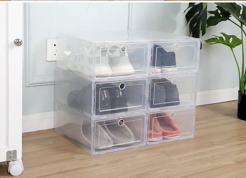 6pcs/Set High Transparent Shoe Storage Boxes - Antioxidant, Dustproof Organizer for Slippers & Sneakers, Ideal for Shoe Cabinet