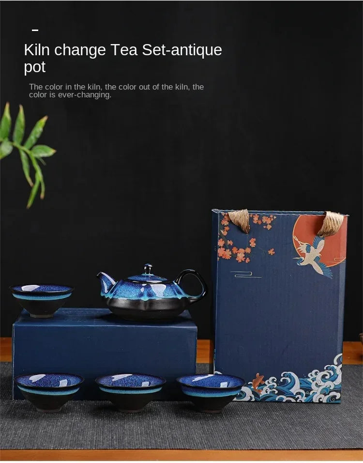 Classical Design Teapot Sets Gift Bag Drinkware Tea Sets Hand Painting Country Ceramic Chinese Tea Set Cup And Tea Pot Set NONE
