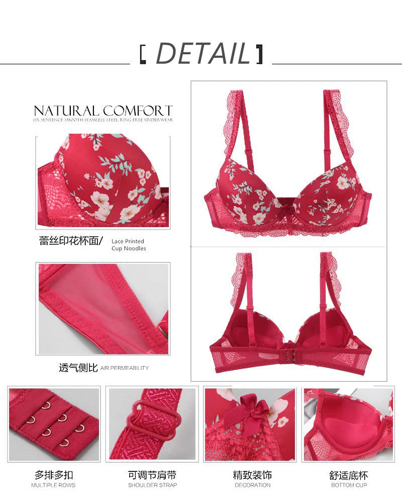 2025 New Sexy Bras Set For Big Boops Low Waist Panties Underwear Bralette Brassiere Cotton Plus Size Female Lingerie