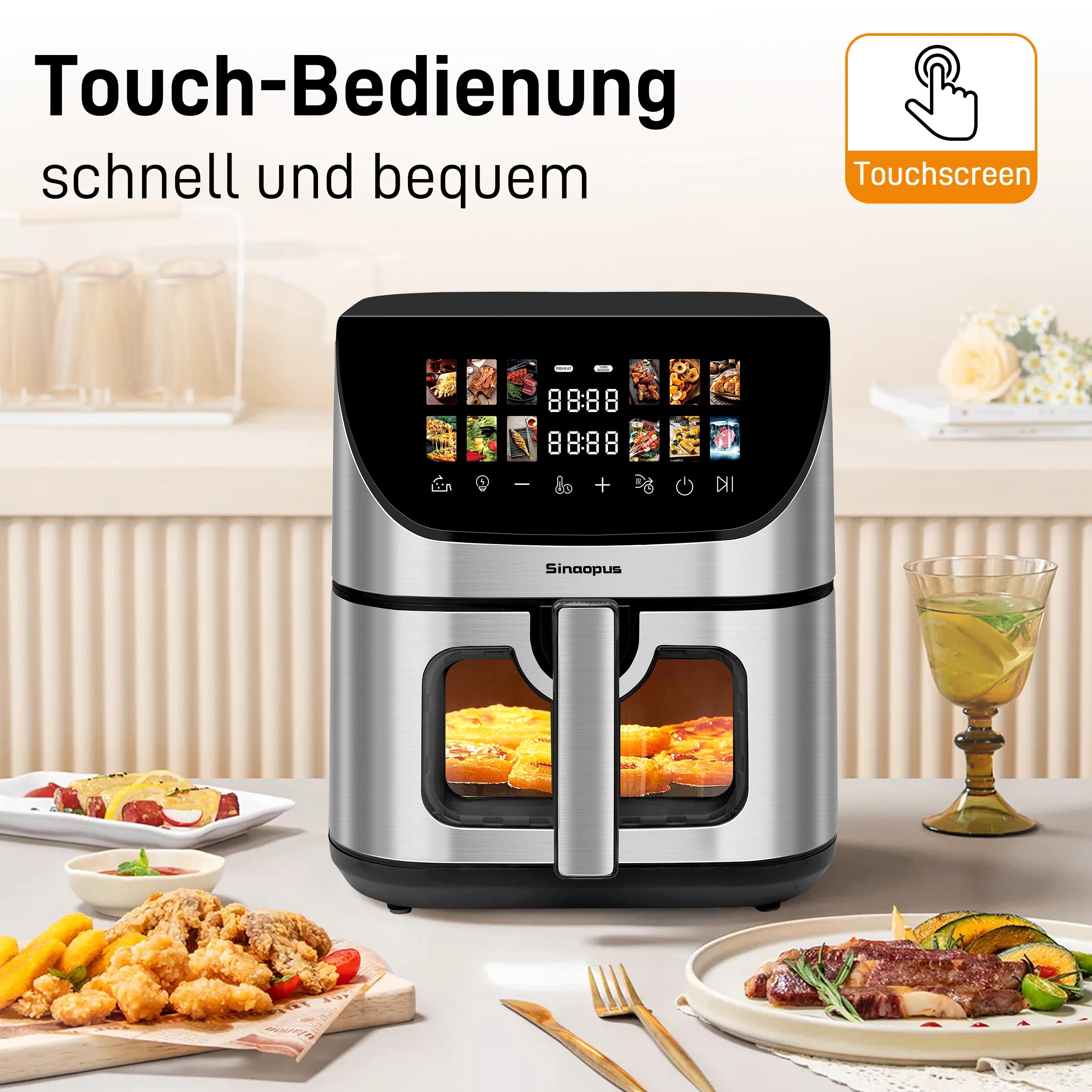 9L Multi Function air fryers Smart machine Viewing Window Electric Hot fryer Oilless Cooker with LED Touch Control,Family oven