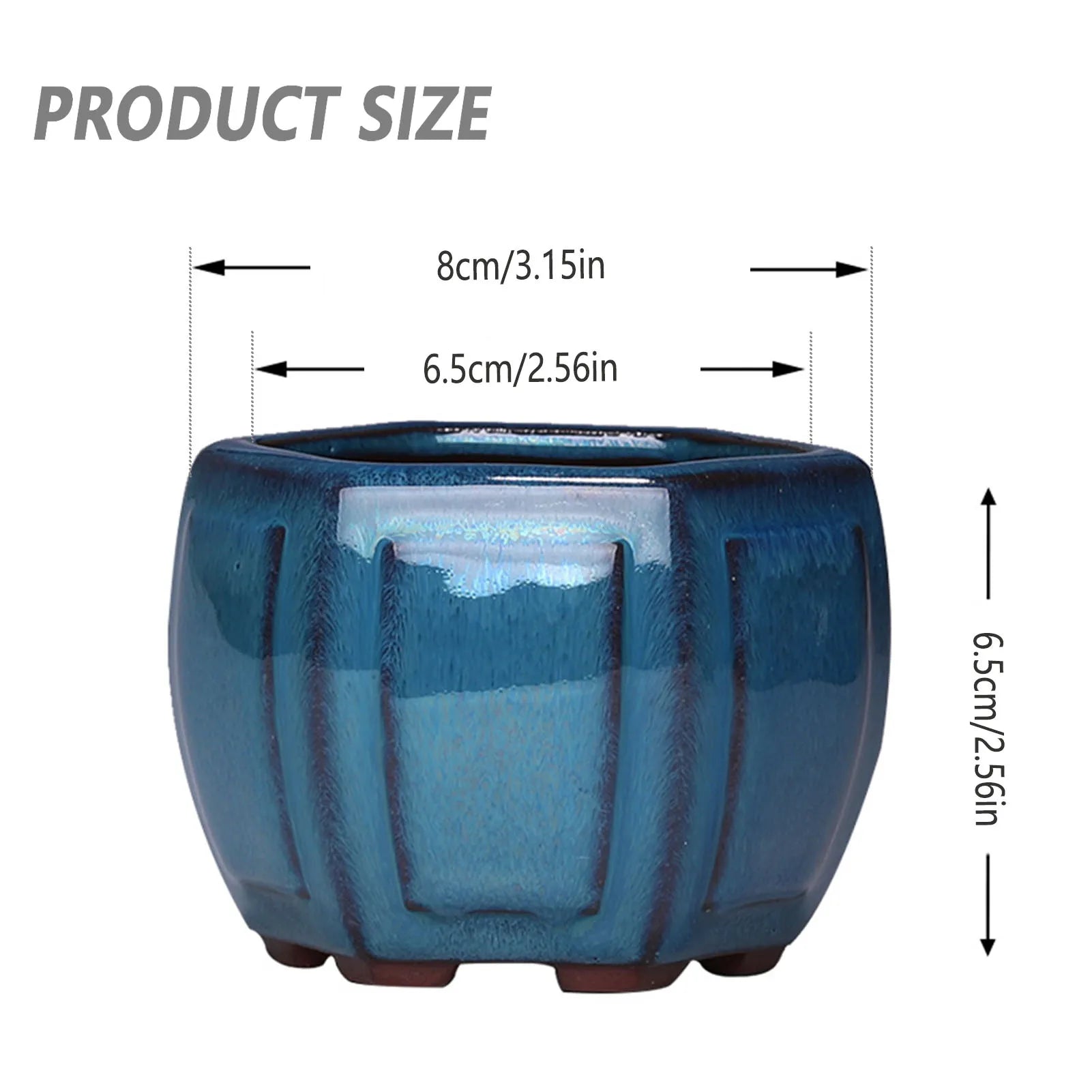 Ceramic Succulent Flower Pot Chinese Style Pottery Bonsai Pots with Drain Hole Purple Sandstone for Desktop Home Decoration