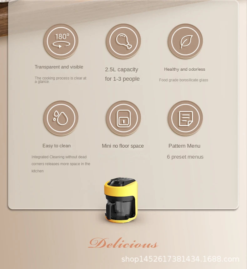 2026 Multifunctional  220V air fryer household transparent visualization fully automatic air fryer small capacity electric fryer