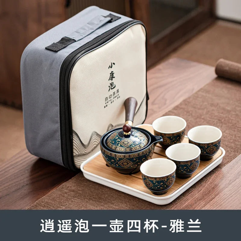 Chinese Kung Fu Tea Set Sand Ceramic Tea Set Travel Kung Fu Tea Set Gift Porcelain Purple Clay Pot Poured Ceramic Tea Set