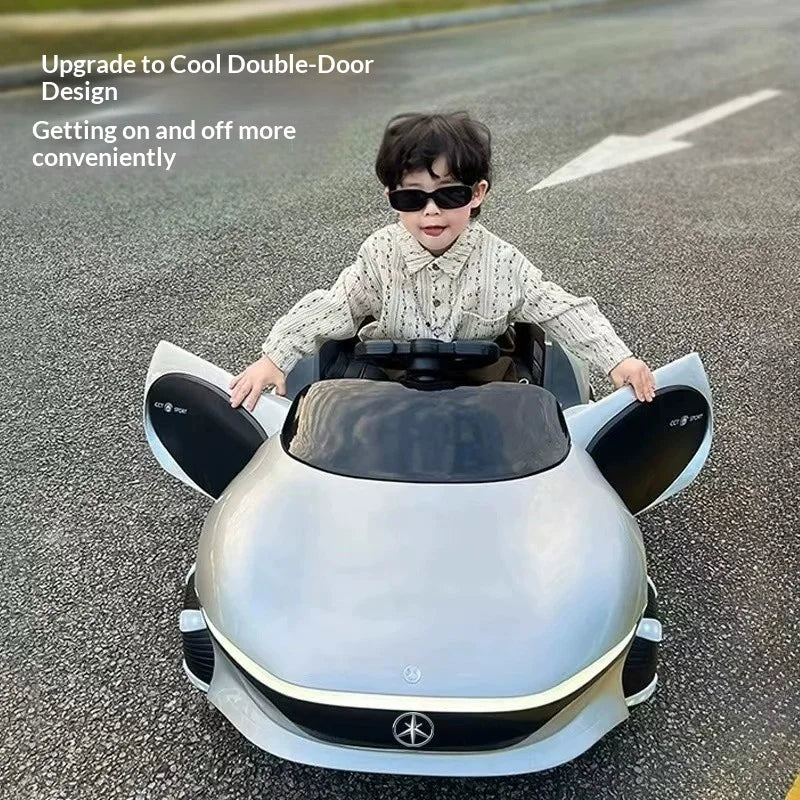 Electric Ride On Car 4WD with Remote Control - Battery Powered Toy Vehicle with Doors LED Lights Music