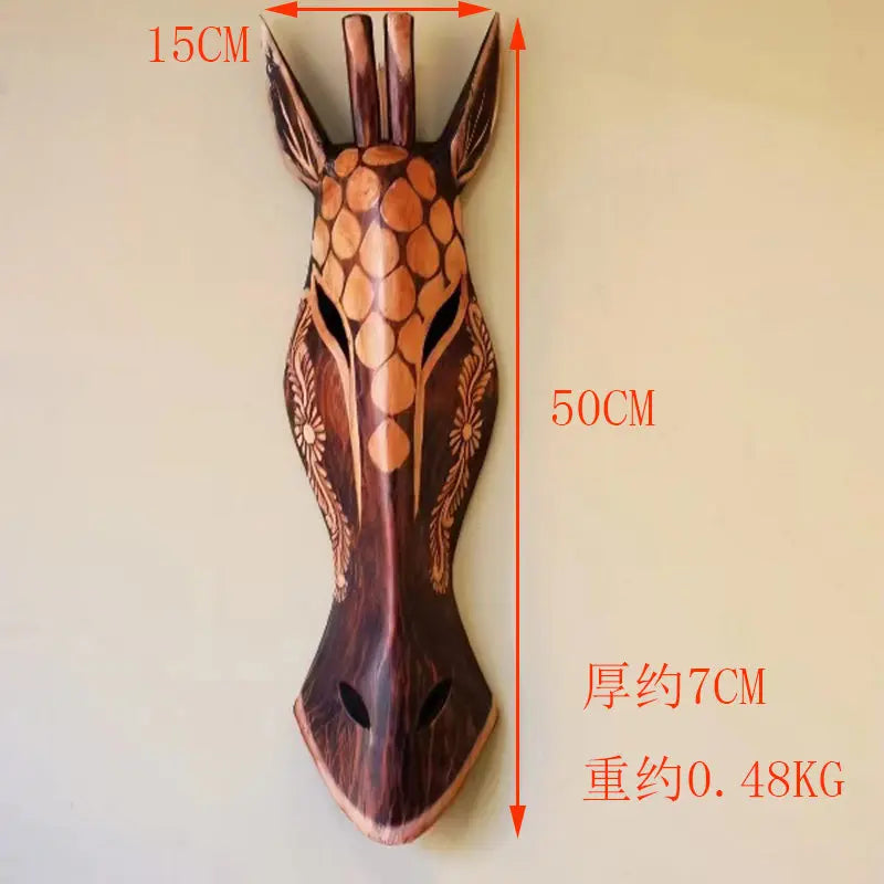 50cm Hand-Painted Vintage Wooden Wall Art  African Animal Murals in American Style Rustic Decor for Coffee Shop Bar Living Room
