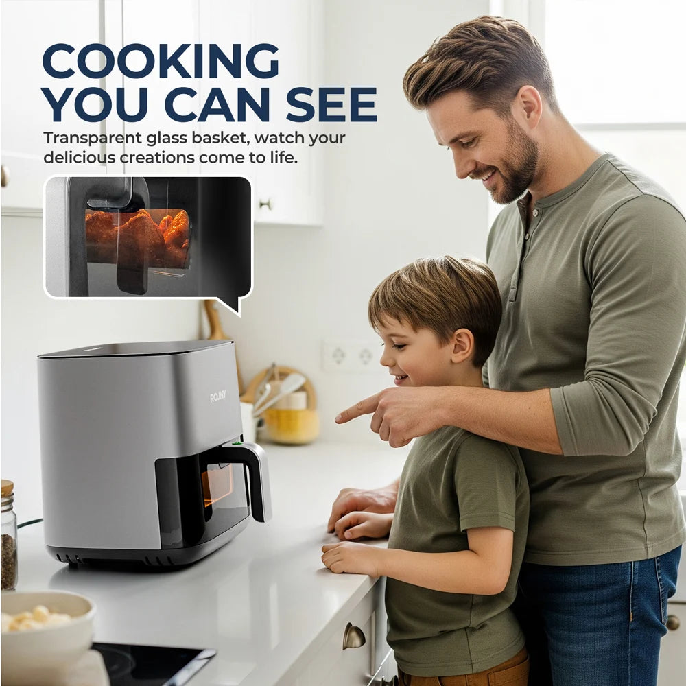 5L Air Fryer, Electric Hot fryer Oven Oilless Cooker with Touch Control & Nonstick Basket & Visible Window, Miui-Cyclone Tech