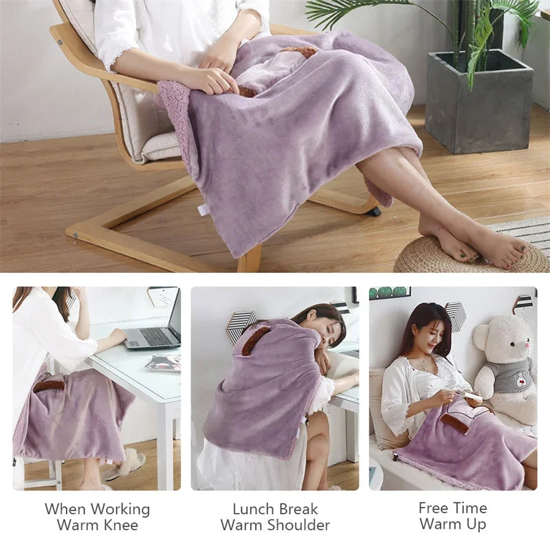 Electric Heater Blankets 5V USB Powered Soft Thicker Warmer Winter Heating Blanket For Office Bedroom Works With Power Bank