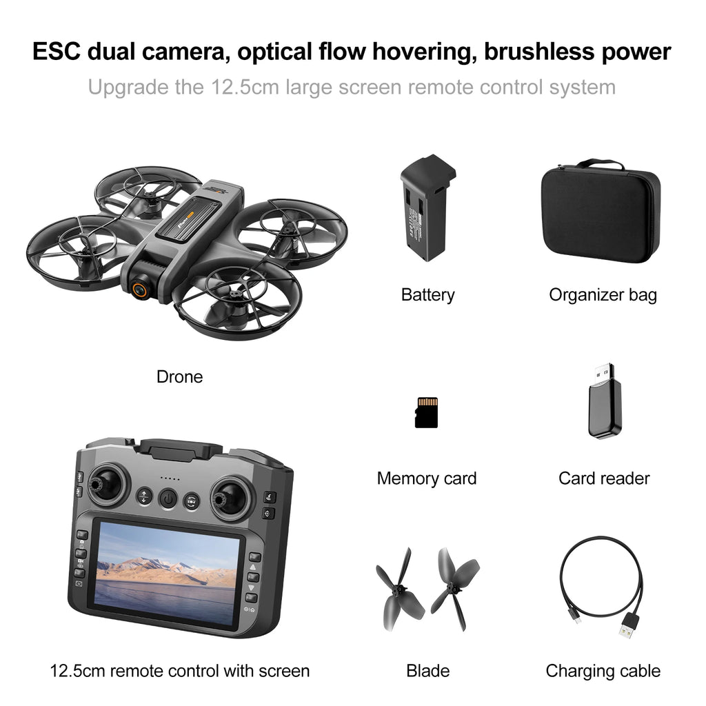 Drone with Camera 4K HD Video Stable Hover 180° Adjustable Lens 3D Flip RC Drones FPV Brushless Optical Flow Quadcopter UAV
