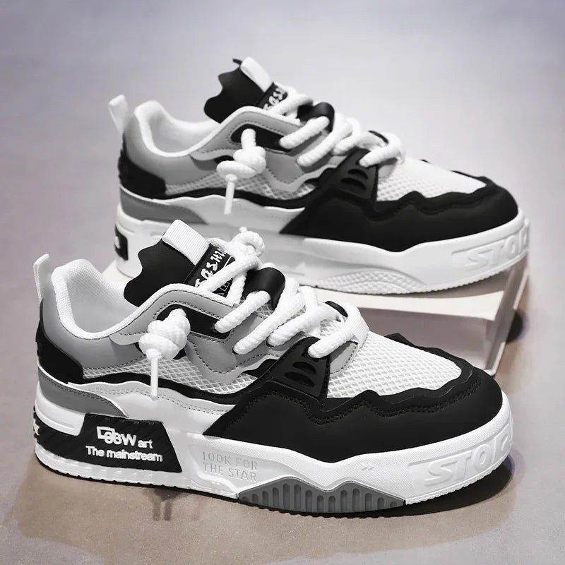 2025 new large-sized men's shoes, all-season fashion and versatile, soft-soled white sneakers and sports shoes