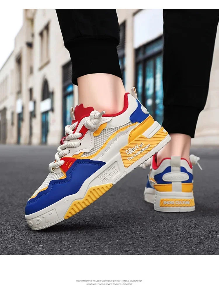2025 new large-sized men's shoes, all-season fashion and versatile, soft-soled white sneakers and sports shoes