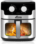 8.5QT Air Fryer, Upgraded Family Size Capacity, Visual Window, Square Basket Dials Stainless Steel Air Fryers, Reheat Leftovers,