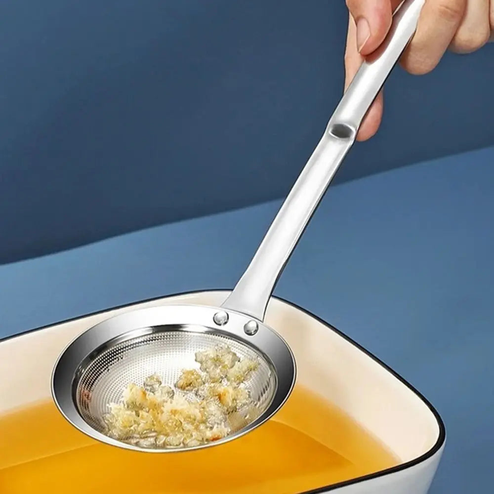304 Stainless Steel Fat Skimmer Spoon Fine Mesh Grease Foam Removing Oil Dregs Fishing Percolator Fried Food Net Strainer