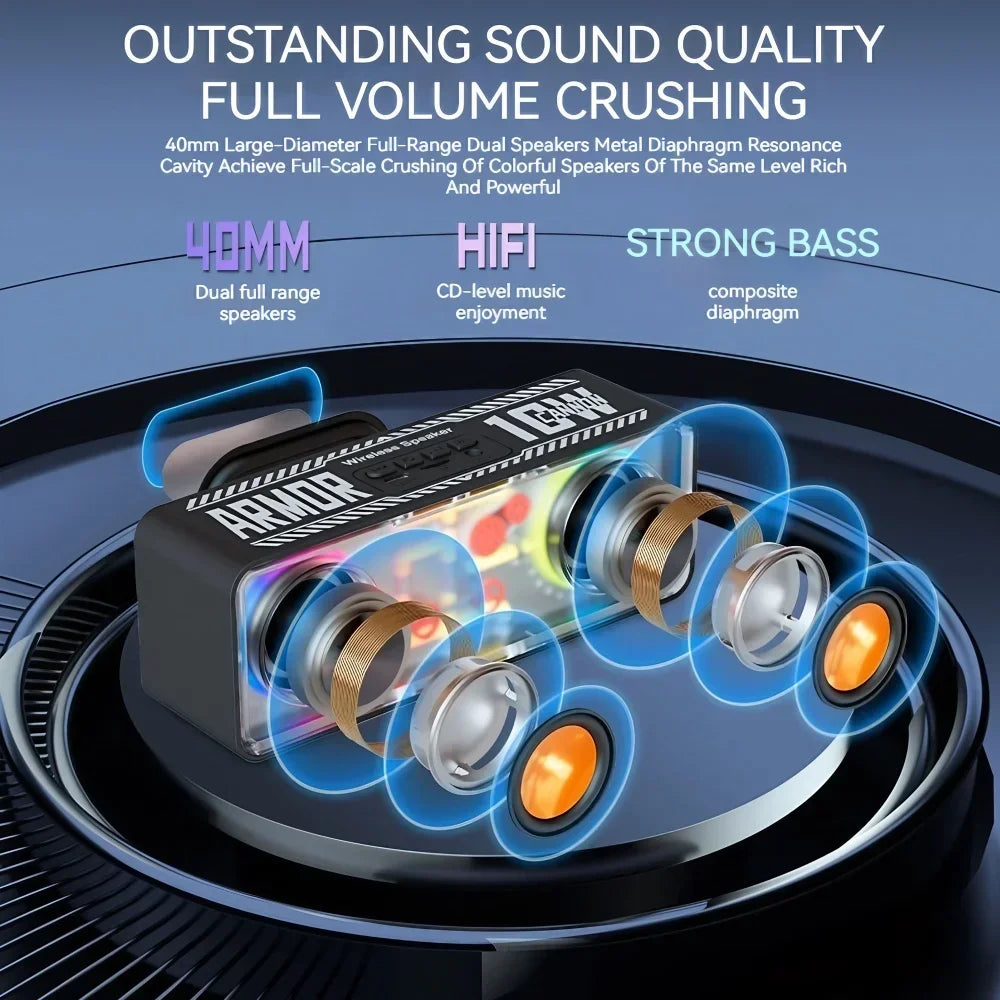 Colorful Portable Bluetooth Speaker Wireless Stereo TWS Transparent Crystal LED Music Player with TF Card