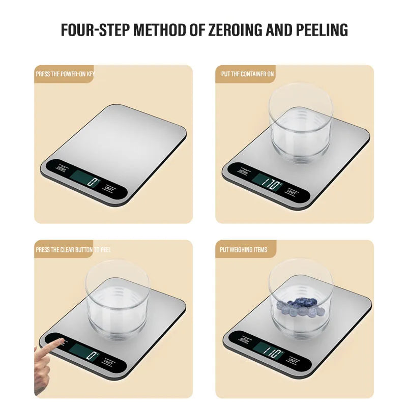 5/10/15kg 1g Digital Kitchen Scale LCD Display Stainless Steel Electronic Scales Home Jewelry Food Snacks Weighing Baking Tools