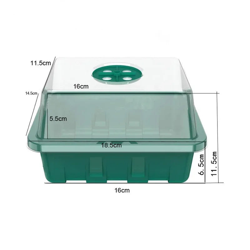 12Grids Seed Starter Tray with Ventilation Hole Seeds Growing Cultivation Planting Box Mini Greenhouse Plant Starter Kit