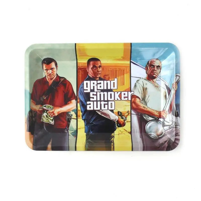 Cigar Rolling Tray Metal Storage Container Tinplate Household Supplies Accessories Size 18x12.5cm Storage Trays Various Patterns