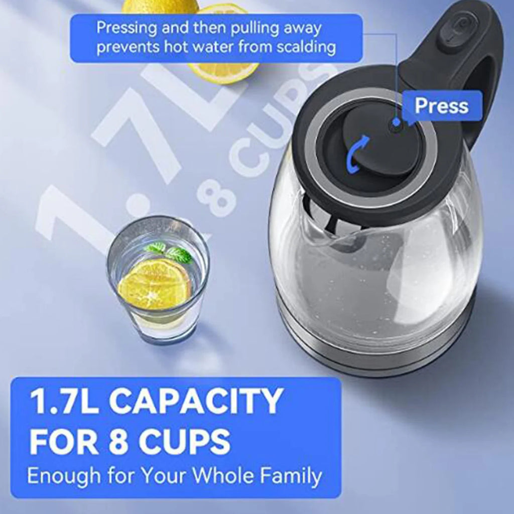 Electric Kettle 1.7L Glass Hot Water Heater for Tea Coffee Auto Shut-Off Kitchen Appliances Electric Kettles Tea Pots 110V 1500W