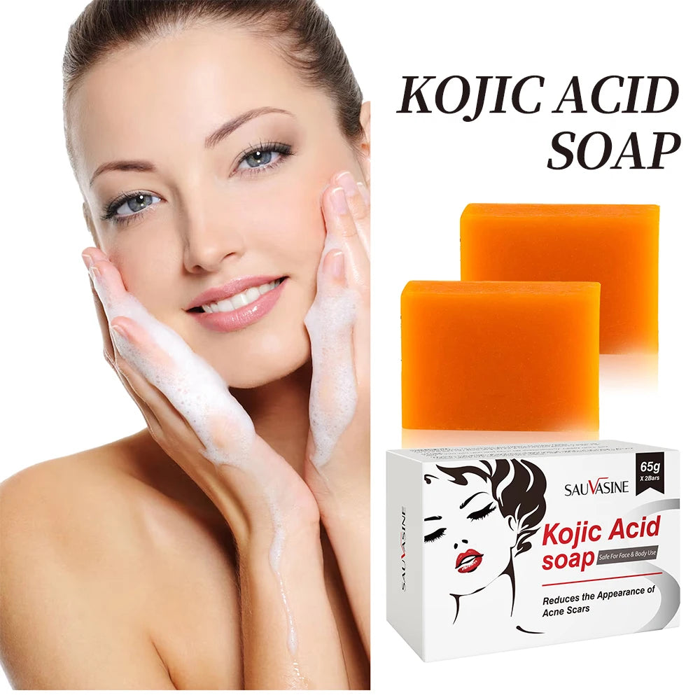 2Pcs Kojic Acid Handmade Soap Natural Mild Deep Cleansing Brightens and Moisturizes Kojic Cleansing Essential Soap Skin Care