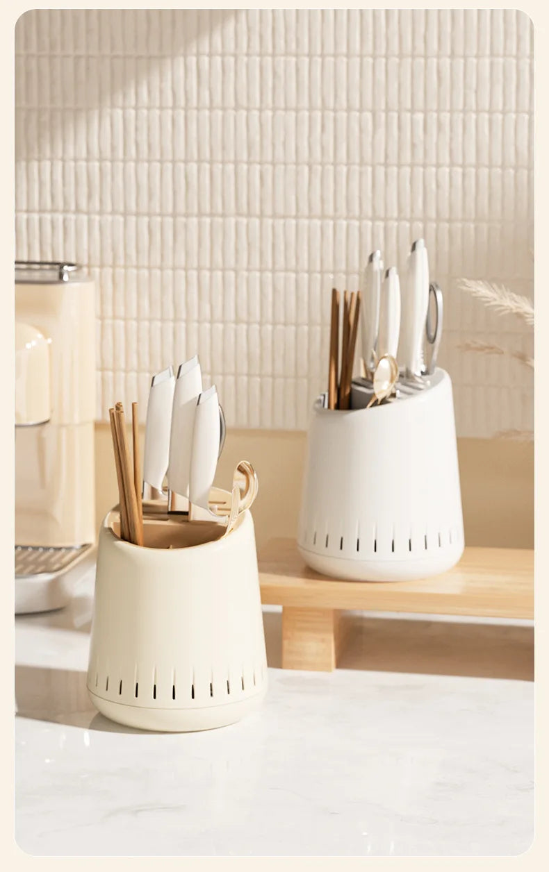 Cream-Style Multi-Functional Chopsticks Draining Holder Kitchen Utensil And Chopstick Storage Box