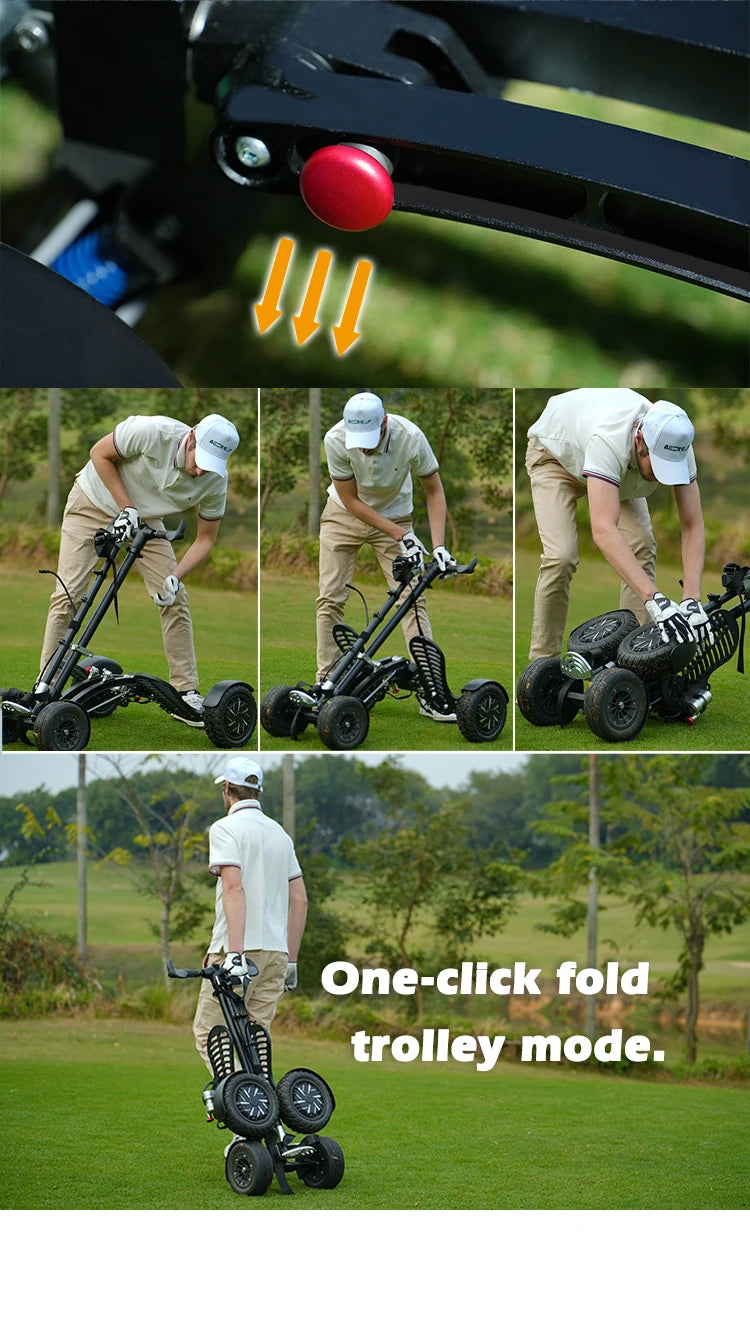 Eswing 2025 Four Wheel Stand up Golf Buggy 10 Inch 1600W Electric Golf Cart Folding Trolley Golf Scooter for Golf Courses