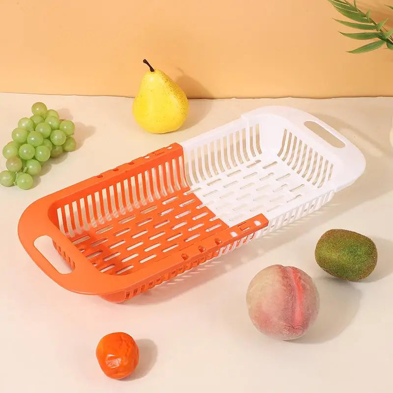 1Pc Retractable Sink Drain Rack Plastic Dish Chopsticks Rack Household Kitchen Vegetable Storage Rack Drain Basket