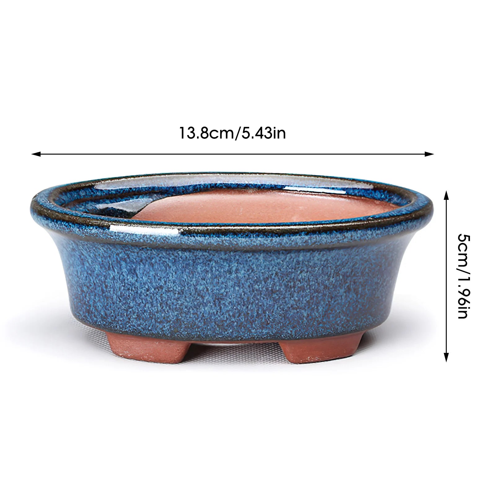 Ceramic Succulent Flower Pot Chinese Style Pottery Bonsai Pots with Drain Hole Purple Sandstone for Desktop Home Decoration