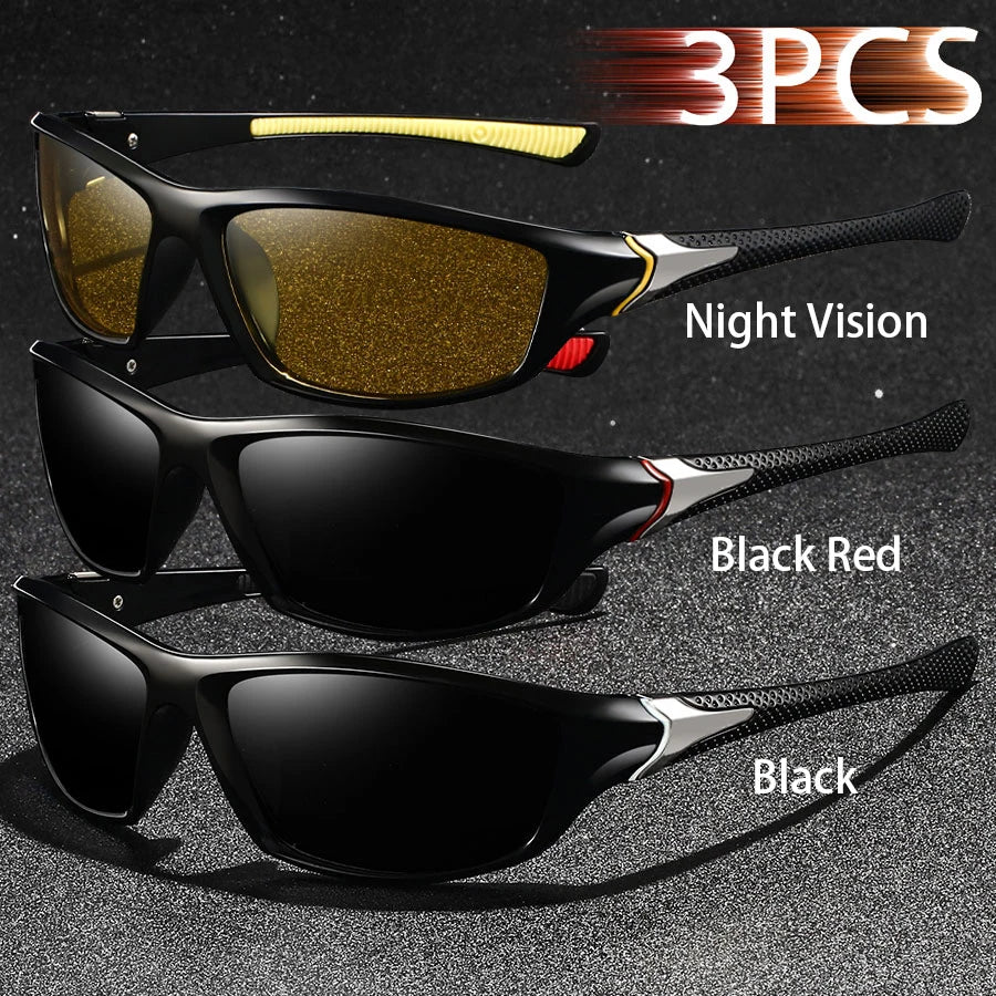 3PCS Fashion Vintage Driving Fishing Cycling Sports Sunglasses Men Women Running Mountaineering Sport Man Sun Glasses UV400