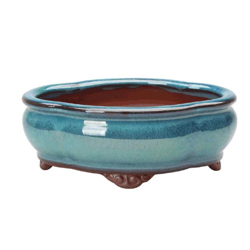 Creative Chinese Style Bonsai Flowerpot Ventilate Purple Sands Ceramic Craft Plant Pot Planter for Home Office