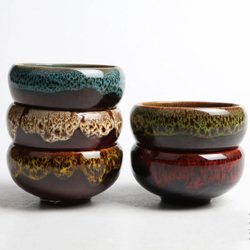 6pc Kiln-changed Flower Pot Bonsai Ceramic Pots For Plants Mini Succulent Plant Small Cactus Outdoor Container Modern Decorative