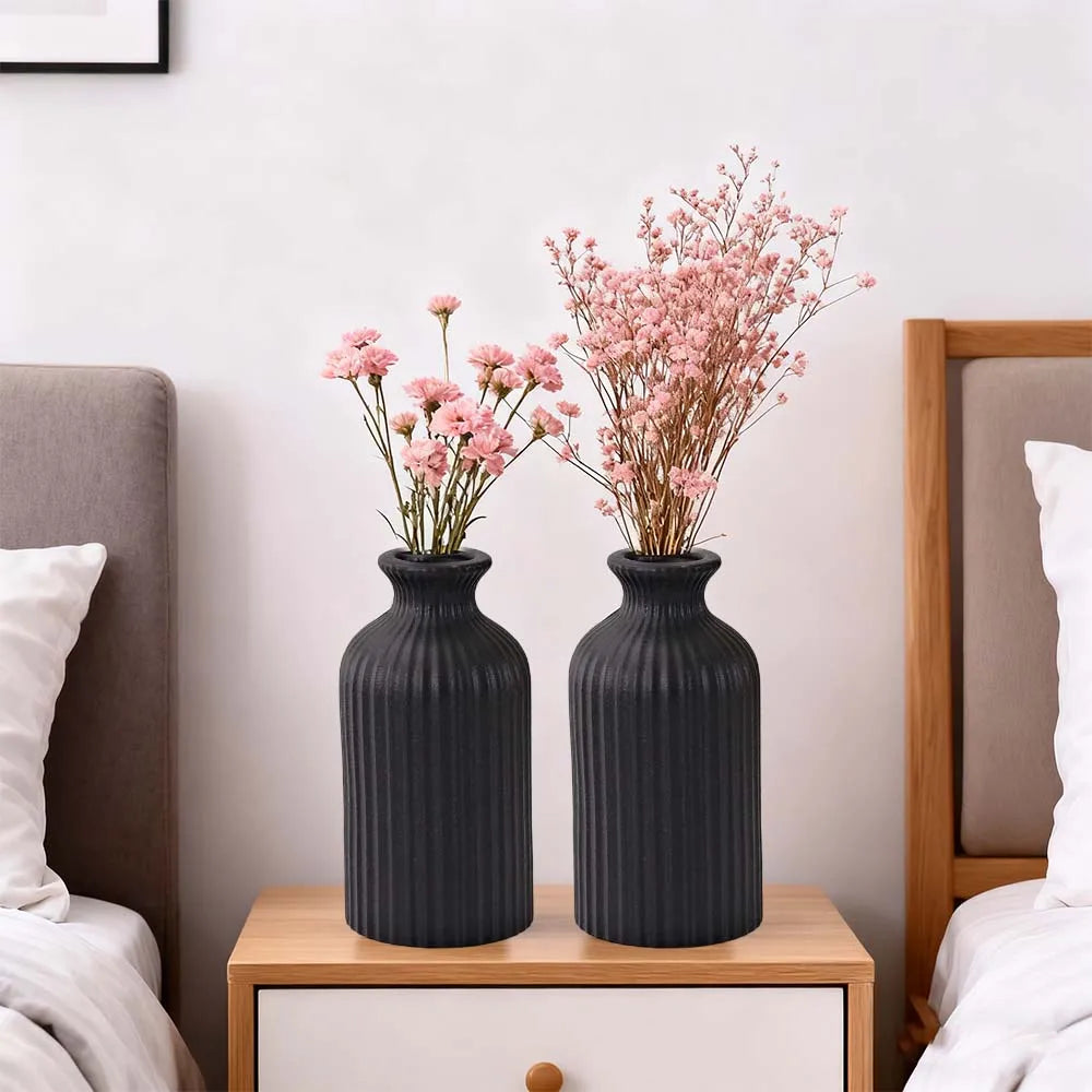 1PC Black Ceramic Vase Flower Ceramic  for Flowers Small Vase for Office and Living Room Home Decoration Ceramic Vase jarrones
