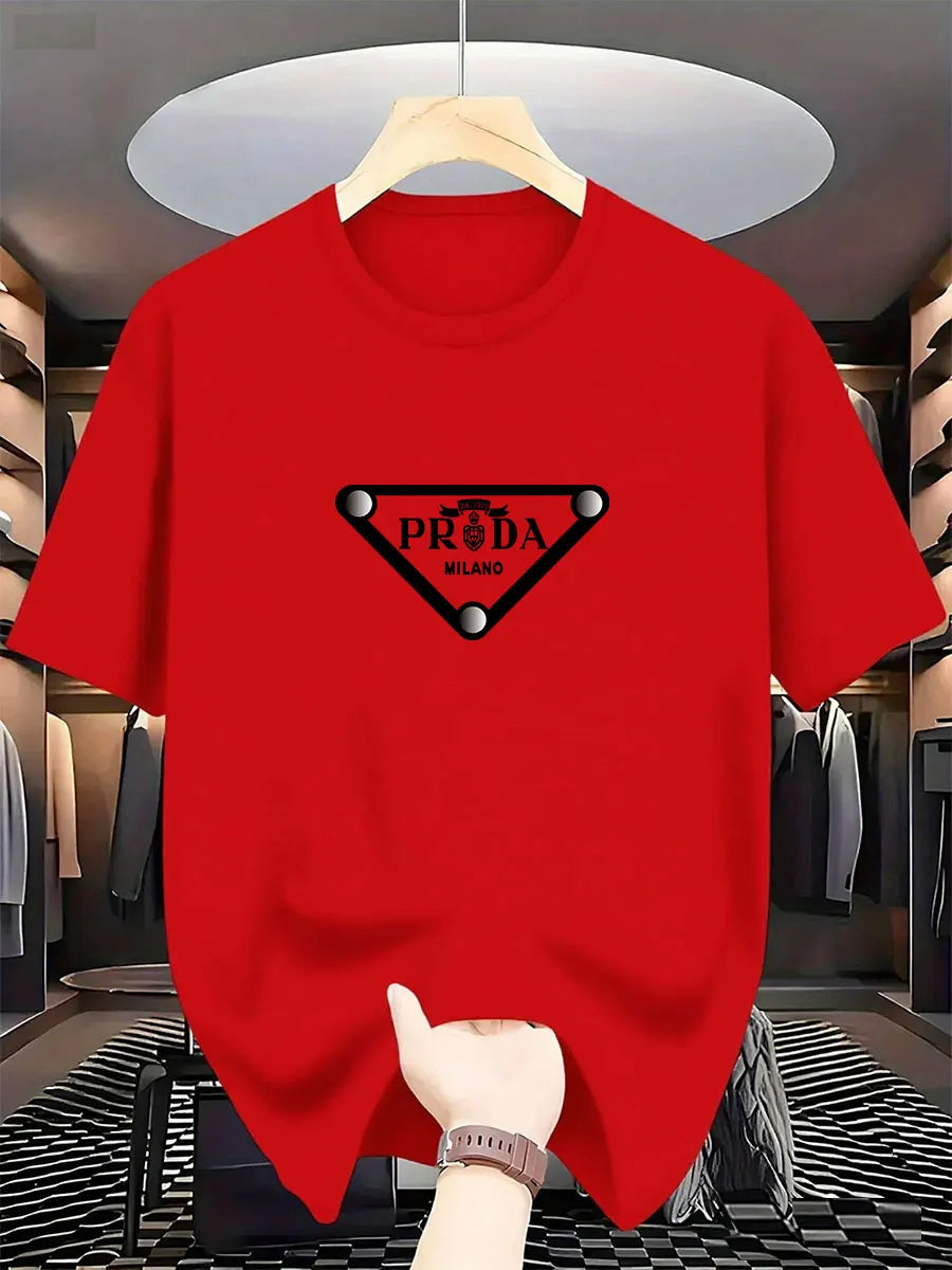 2026 New  men's Milan fashion trend international brand printed T-shirt, pure cotton round neck, casual urban luxury high-endY2K