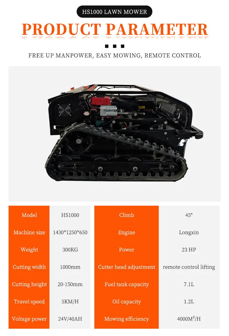 Customized High Quality 24V Grass Cutting Low Emission Remote Control Lawn Mower with CE EPA EURO5 Certificated