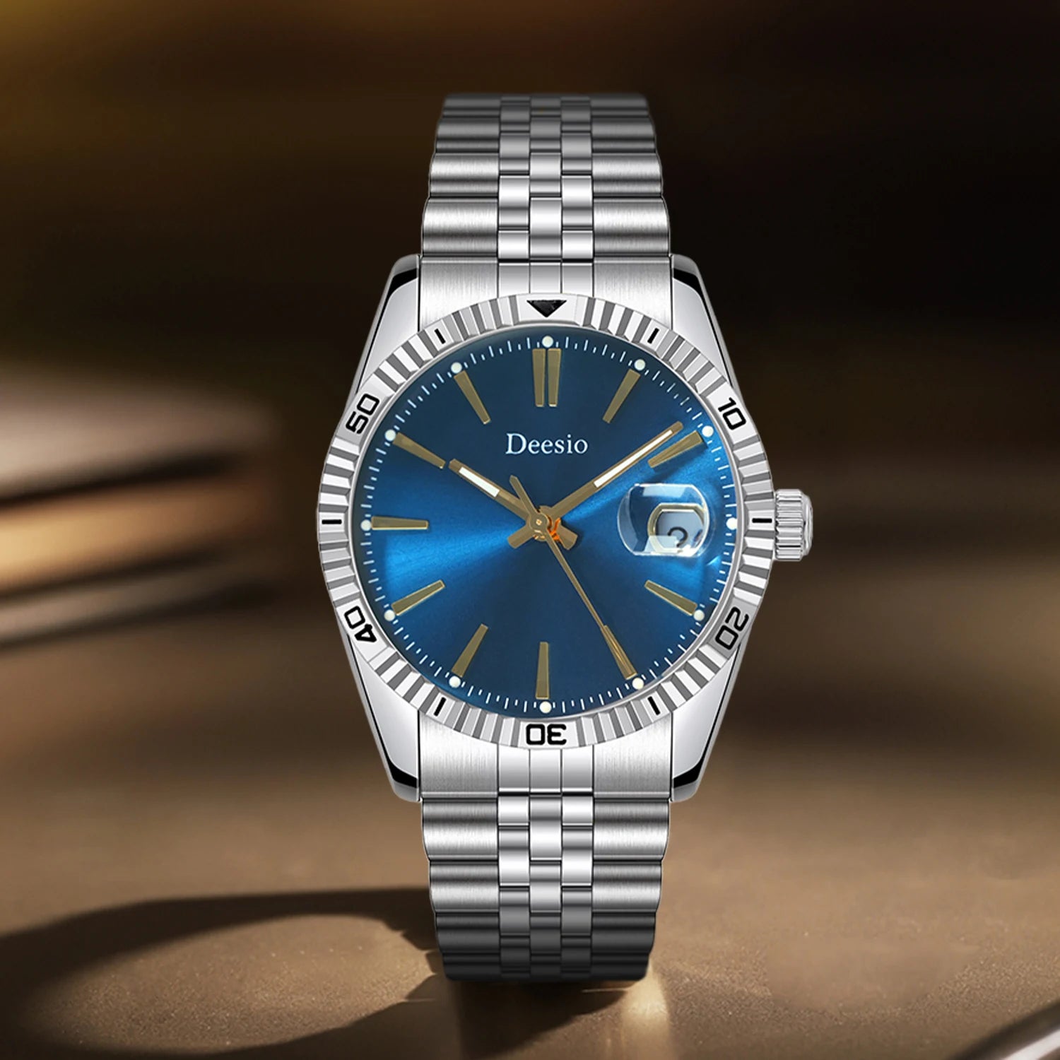 Deesio Automatic Mechanical Watch for Men Luxury Stainless Steel Waterproof Luminous Business Dress Wristwatch Sapphire Glass