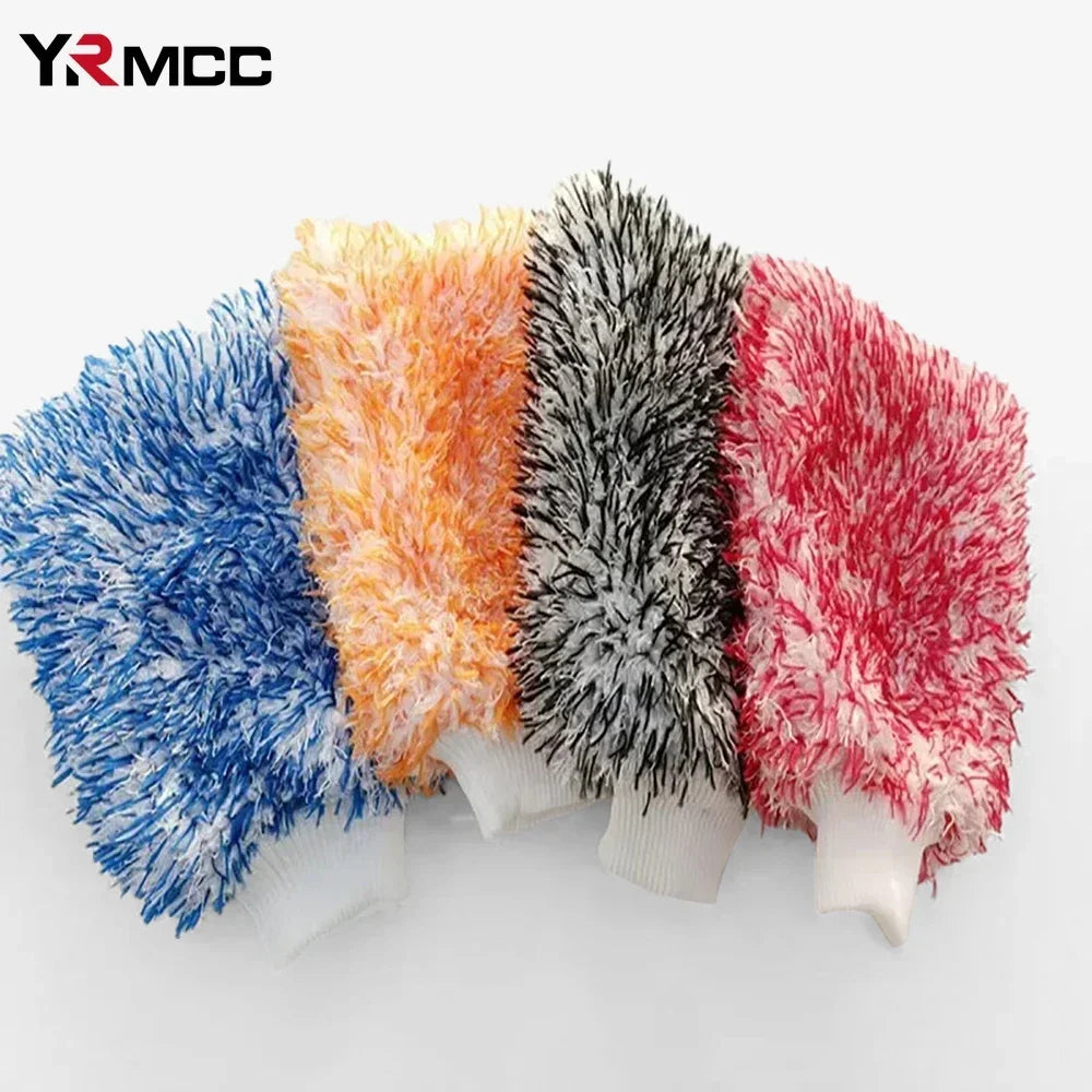 Car Washing Gloves Microfiber Strong Water Coral Velvet Cleaning Glove Soft Thickened Dust Removal Clean Tools Car Accessories