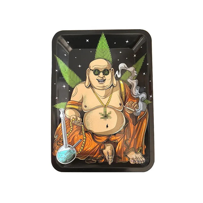 Cigar Rolling Tray Metal Storage Container Tinplate Household Supplies Accessories Size 18x12.5cm Storage Trays Various Patterns