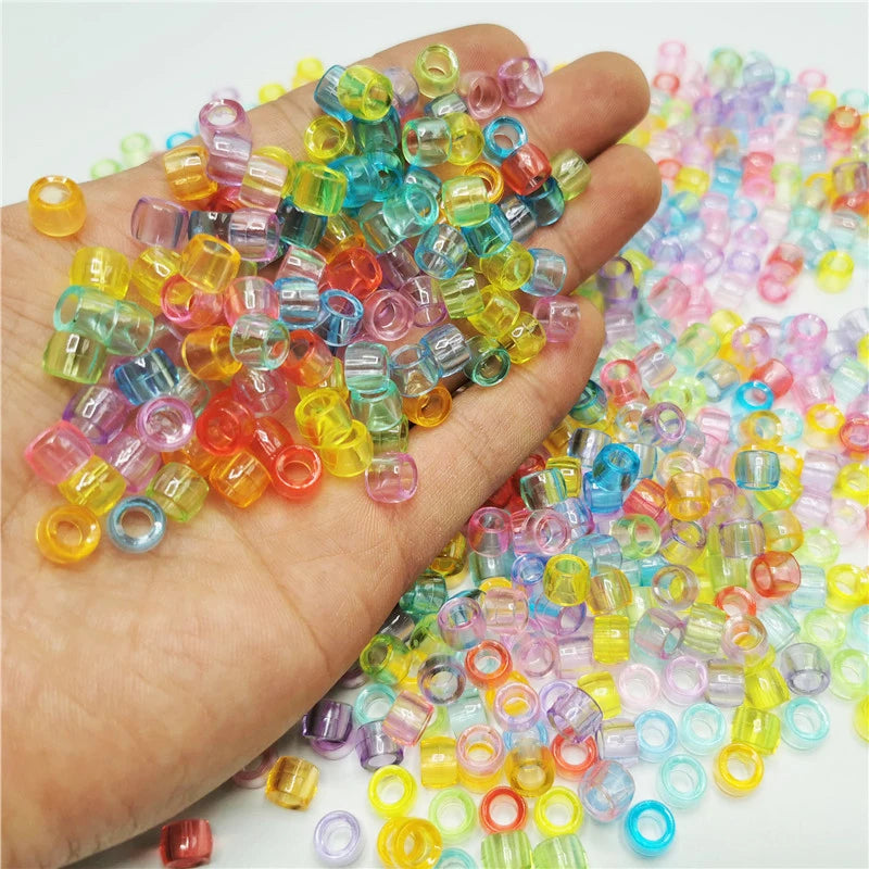 100Pcs/lot Mix Color Hair Braid Beads Decoration Pendants Clear African Hair Bead 4mm Large Hole Hair Clips for Braids Styling