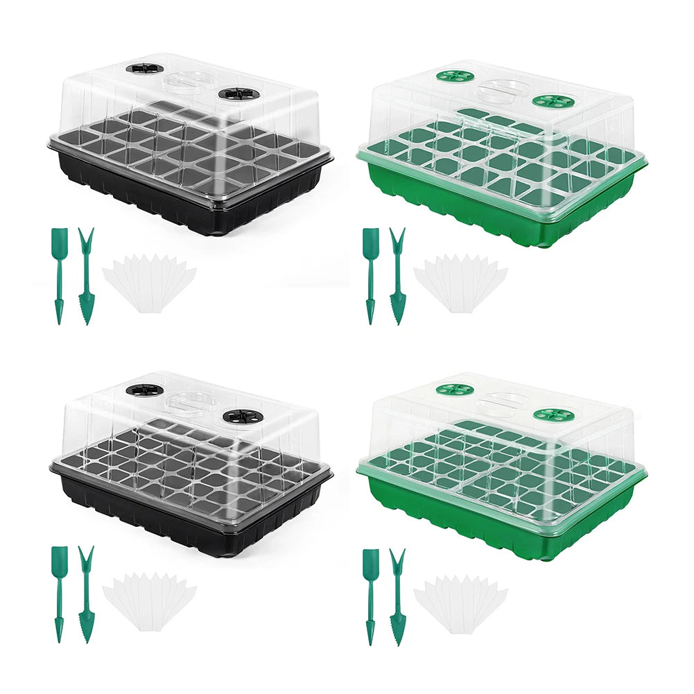 12/24/48 Holes Seed Starter Trays Gardening Seedling Pot Humidity Dome Plant Pot Garden Accessories Hydroponics Growing System