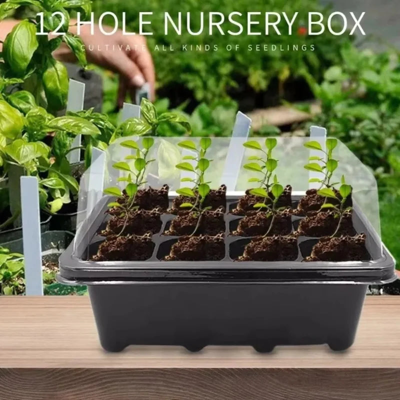 12Holes Seedling Trays Seed Starter Tray Plastic Nursery Pots With Breathable Hole Planting Seed Growing Starting Seedling Tray