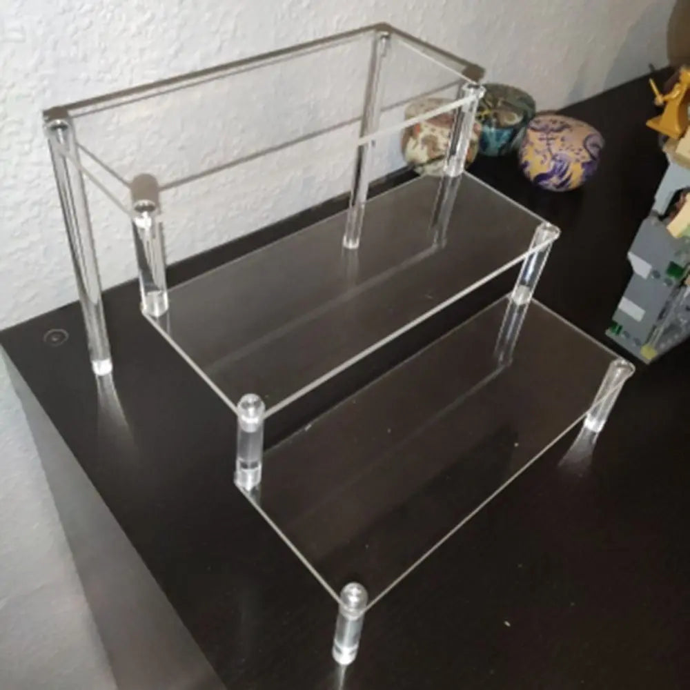 1-5 Tier Acrylic Display Stand Durable Display Rack For Cupcake Perfume Doll Transparent Trapezoidal Blind Box Storage Shelf