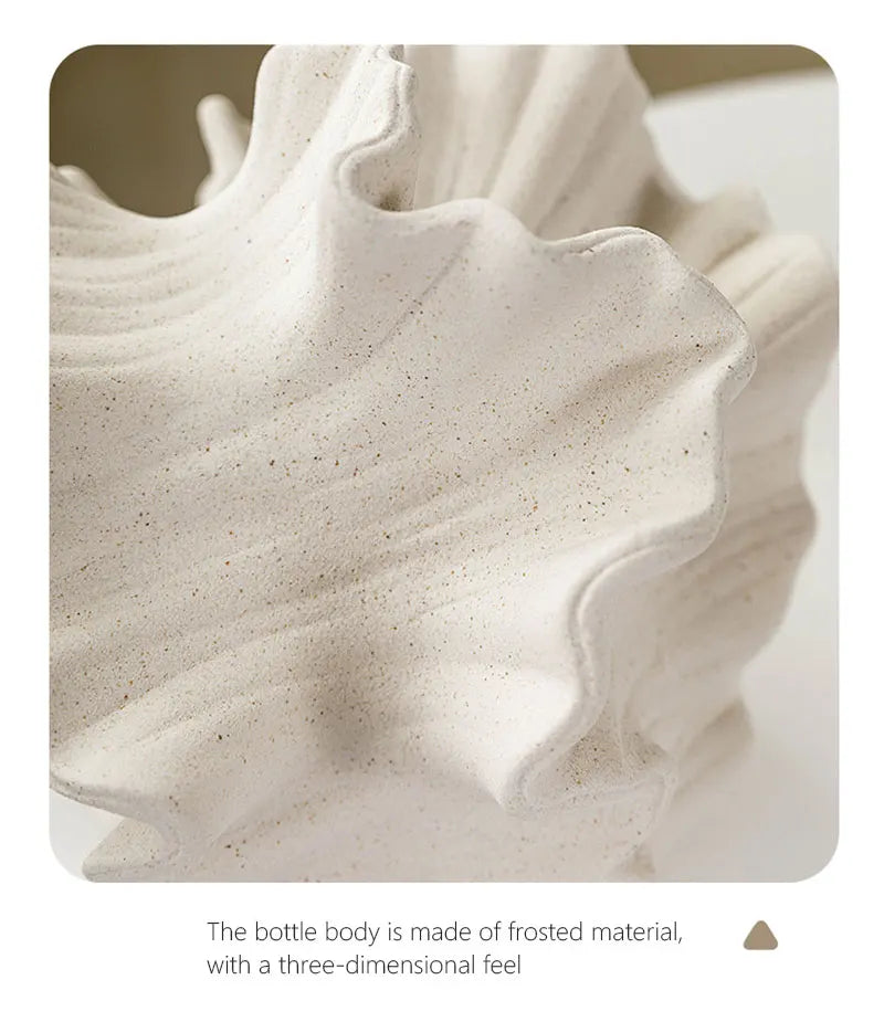 Ceramic Coral Vase Nordic Art Dry Flower Vase Pot Beige Matte Container for Flower Pampas Grass Living Room Tabletop Decoration