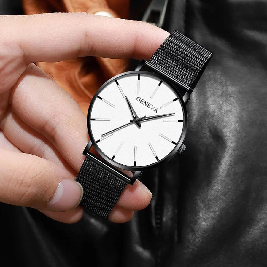 Classic and fashionable men's and women's quartz watches with mesh straps, cool watches, simple and casual couple watches, busin