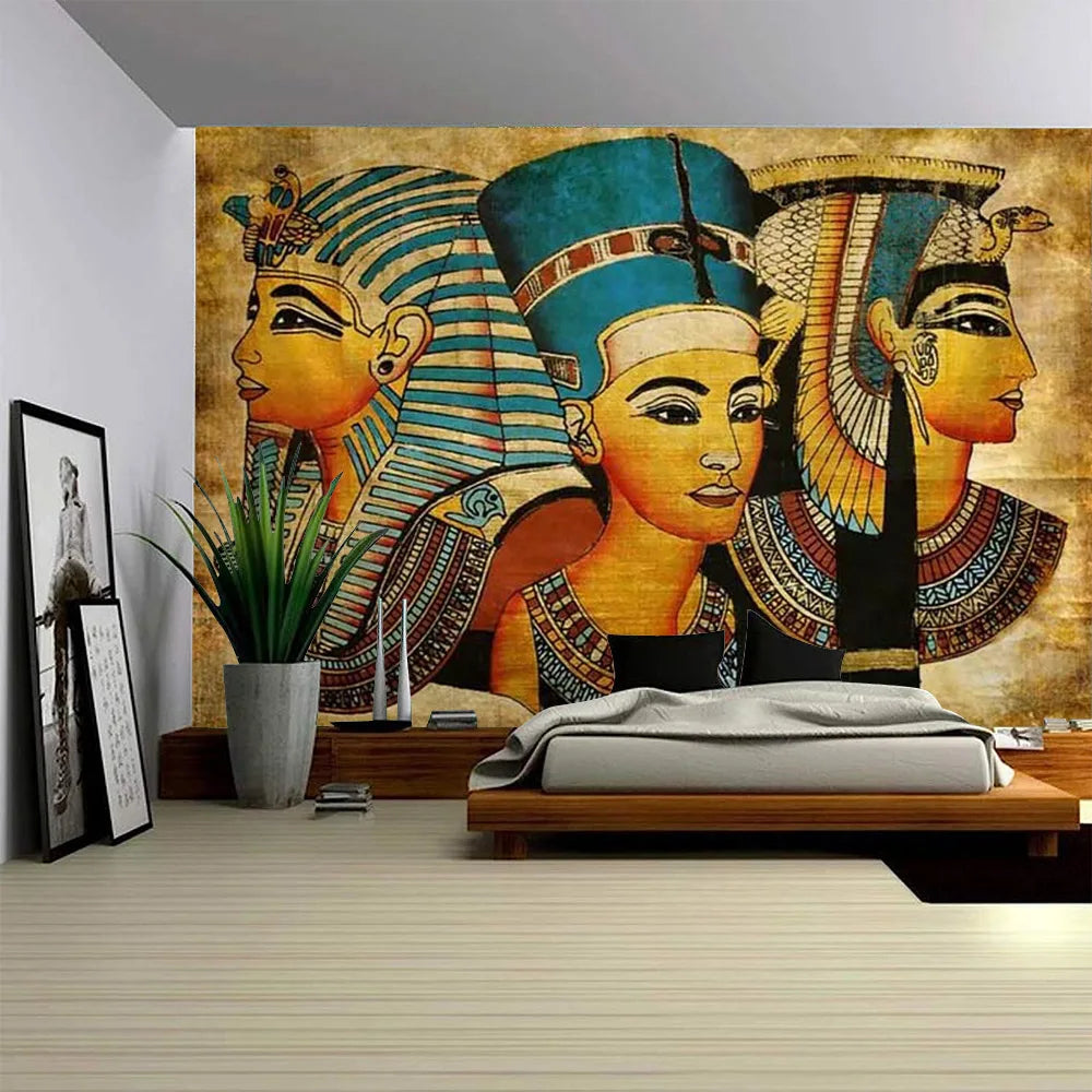 Egyptian Painting Tapestry  Nefertalis Tomb Thebes Wall Hanging Gods of Ancient Egypt Mural for Bedroom Living Room Dorm Decor