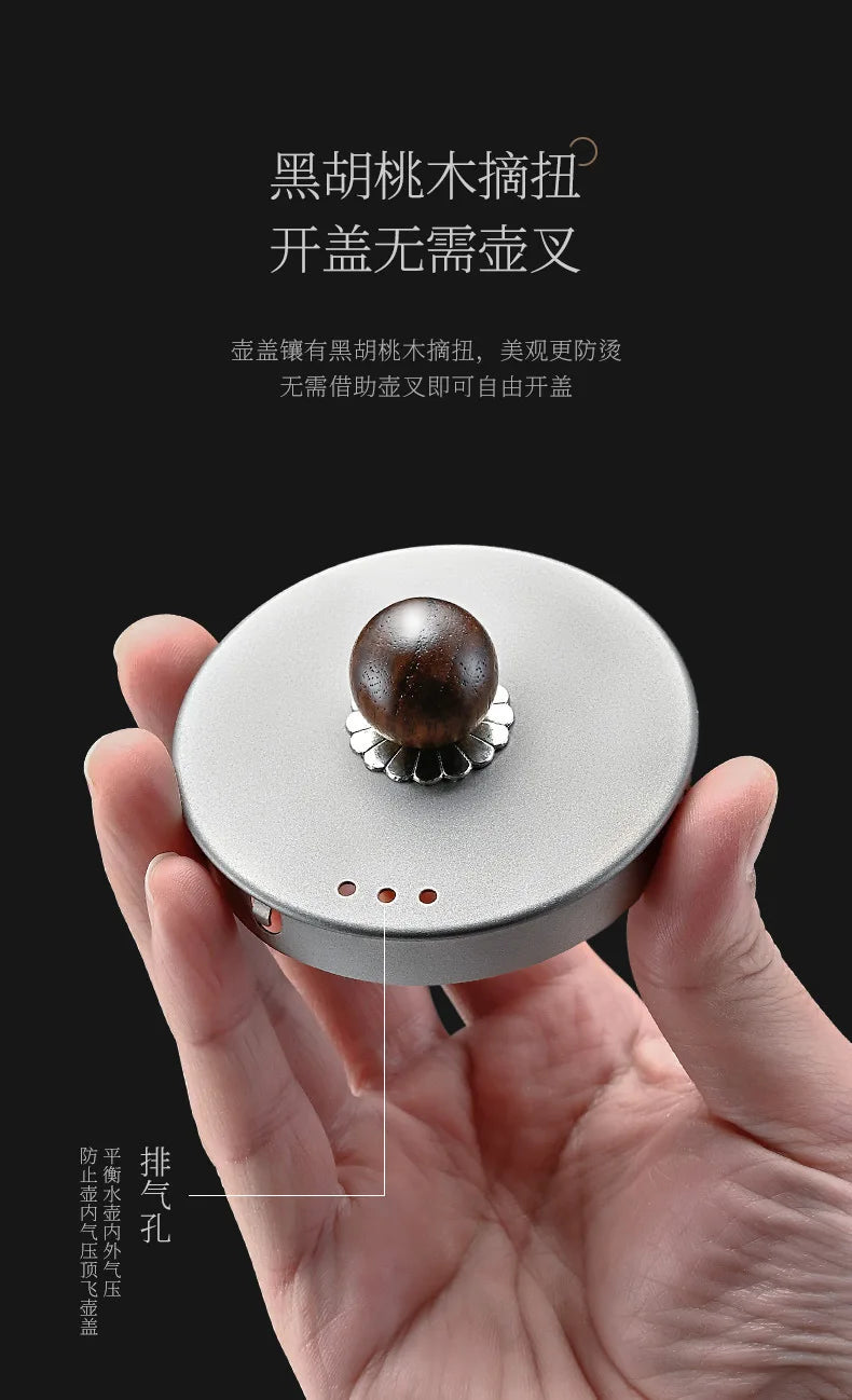 0.8/1/1.5L Pure Titanium Kettle With Anti-scalding Handle,Antibacterial And Anti-mold Cookware,Home/Outdoor Lightweight Teapot