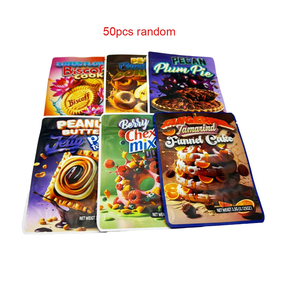 50Pcs Empty Paper Box With Mylar Bag 3.5Gram Packaging Boxes Resealable Zipper Lock Pouch Strawberry Watermelon Plastic Case