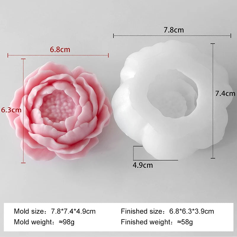 DIY Flowers Series Silicone Mold Handmade Aroma Candle Plaster Resin Mold Floral Form Rose Peony Chocolate Candy Baking Tool