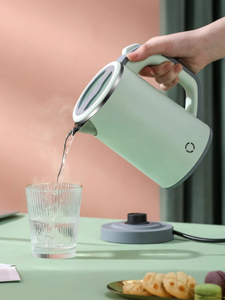 110V/220V Electric Kettle 0.8L Portable Travel Kettle Stainless Steel Liner With Auto Shut-Off 600W 5Mins Fast Boil Home Kettle