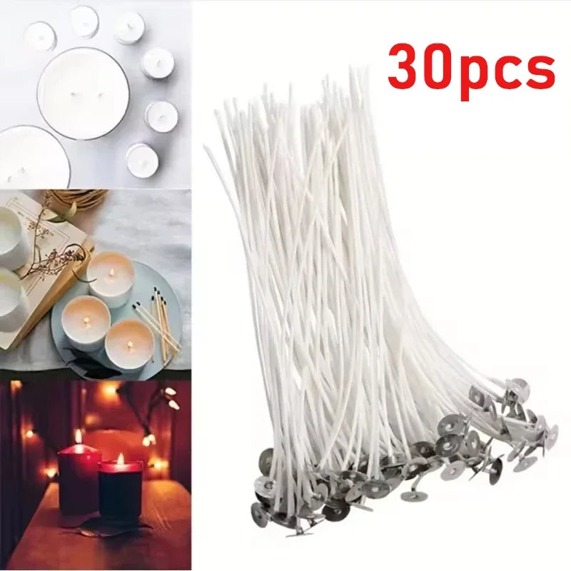 100pcs/30Pcs Smokeless Candle Wicks Soy wax Pure Cotton Core DIY Candle Making Pre-waxed Wick For Party Supplies